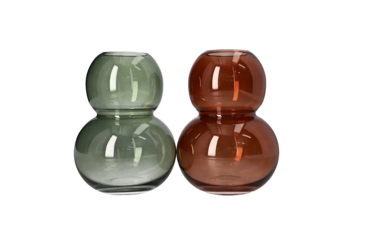 Green Bubble Glass Plant Vase 18cm - Decorative Flower Vase