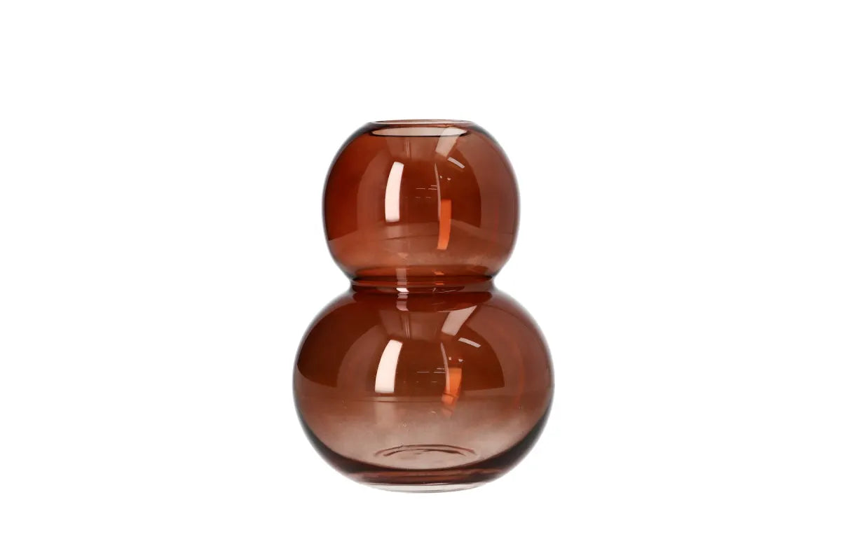 Brown Bubble Glass Plant Vase 18cm - Decorative Flower Vase