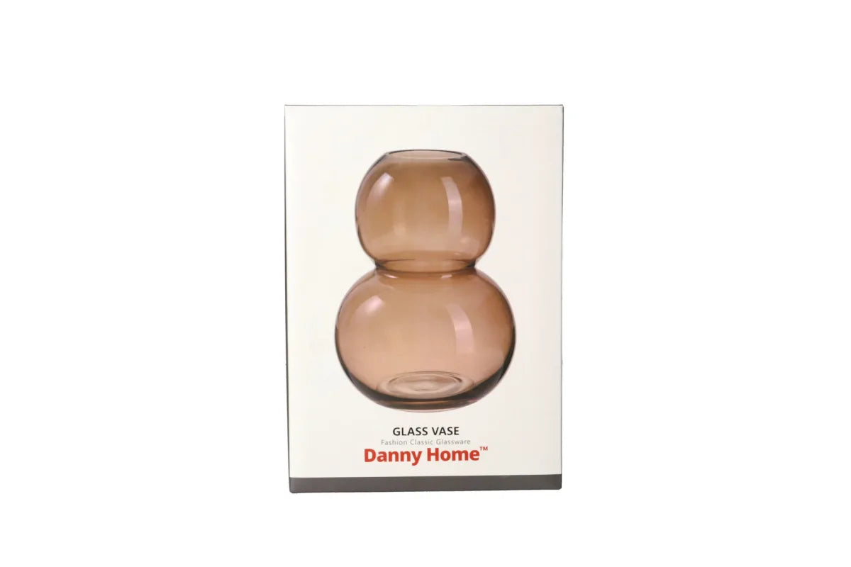 Brown Bubble Glass Plant Vase 18cm - Decorative Flower Vase