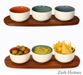 Acacia Wood Serving Board with Sauce Bowls - Wooden Platter