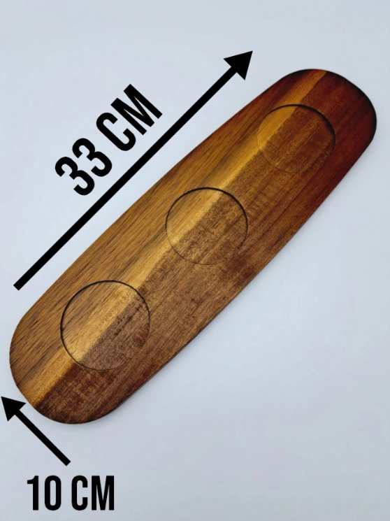 Acacia Wood Serving Board with Sauce Bowls - Wooden Platter