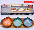 Acacia Wood Serving Board with Sauce Bowls - Premium Wooden Platter