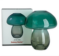 Mushroom Shaped Glass Vase Green & Ash - Decorative Flower Vase