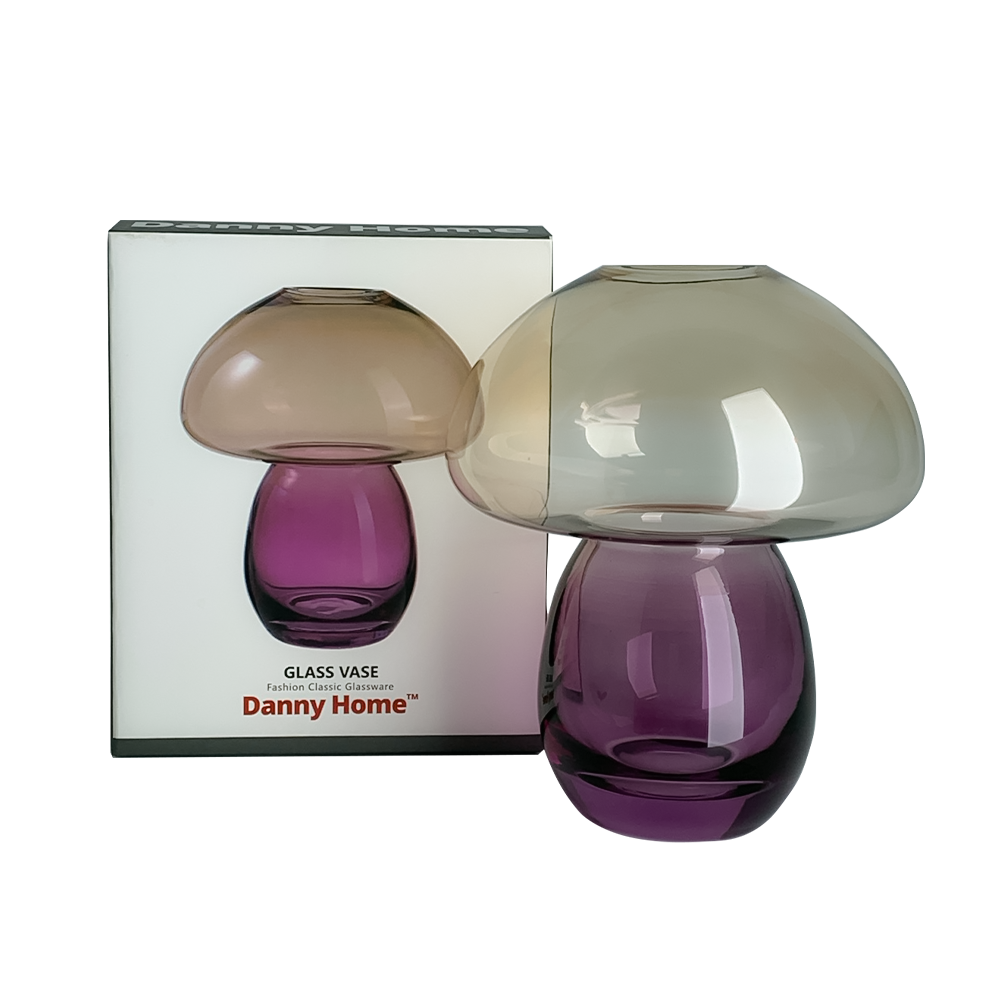 Mushroom Shaped Glass Vase - Unique Decorative Flower Vase