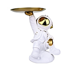 Luxury Astronaut Serving Tray Holder with Golden Tray | Resin Spaceman Home & Office Decor